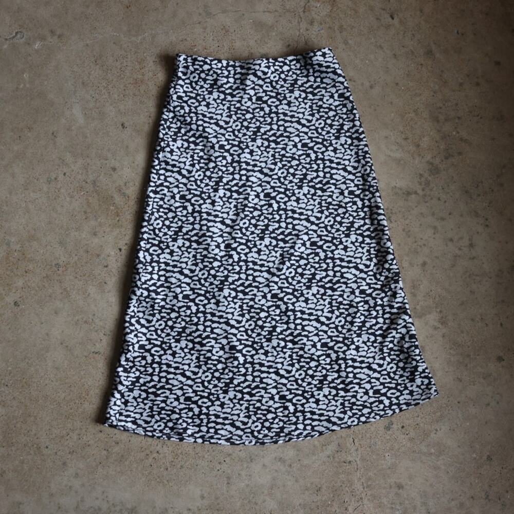 Re:named Leopard Print Satin Slip Midi Skirt Size Small